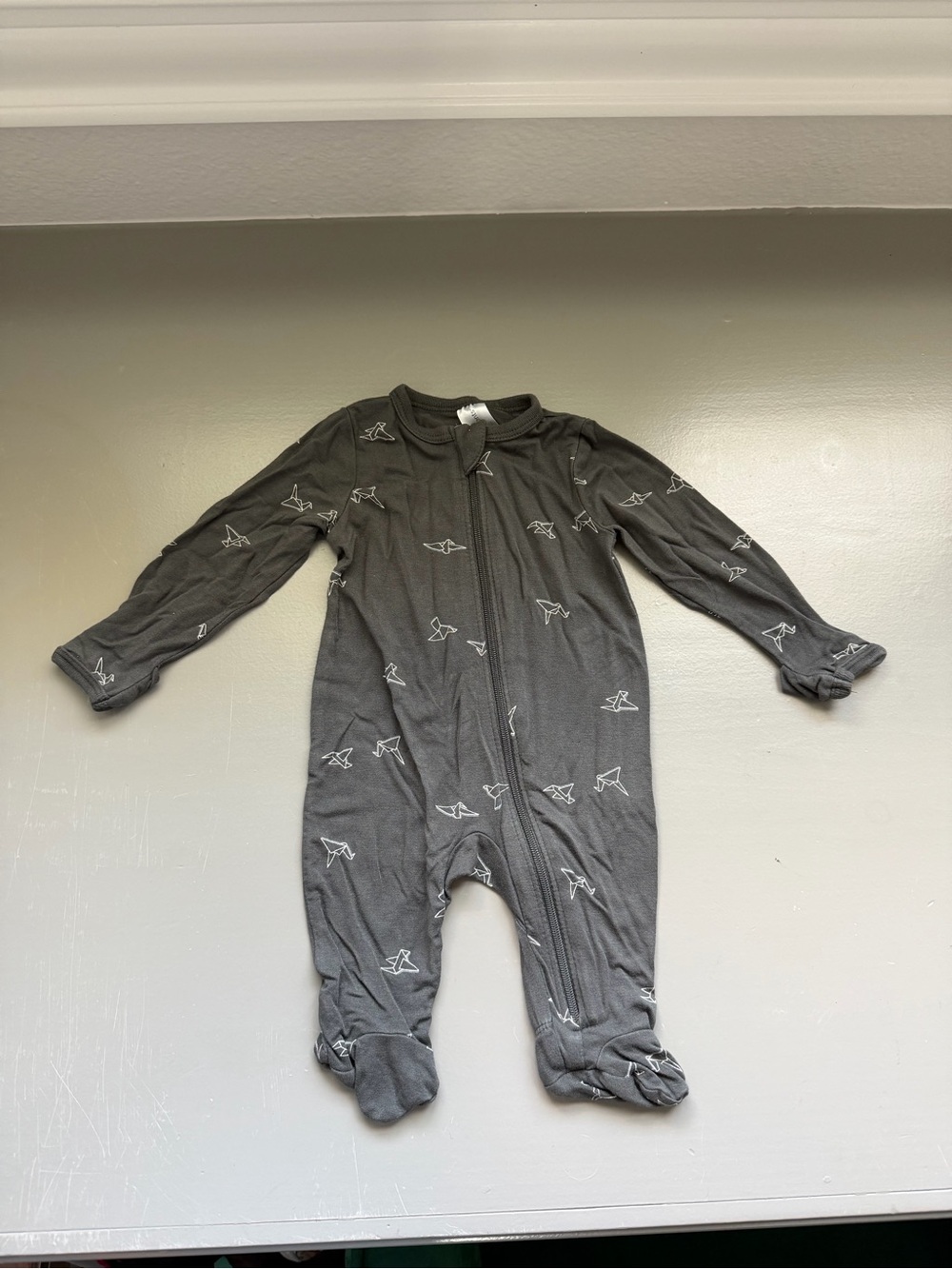 Gray Baby Footed One-Piece